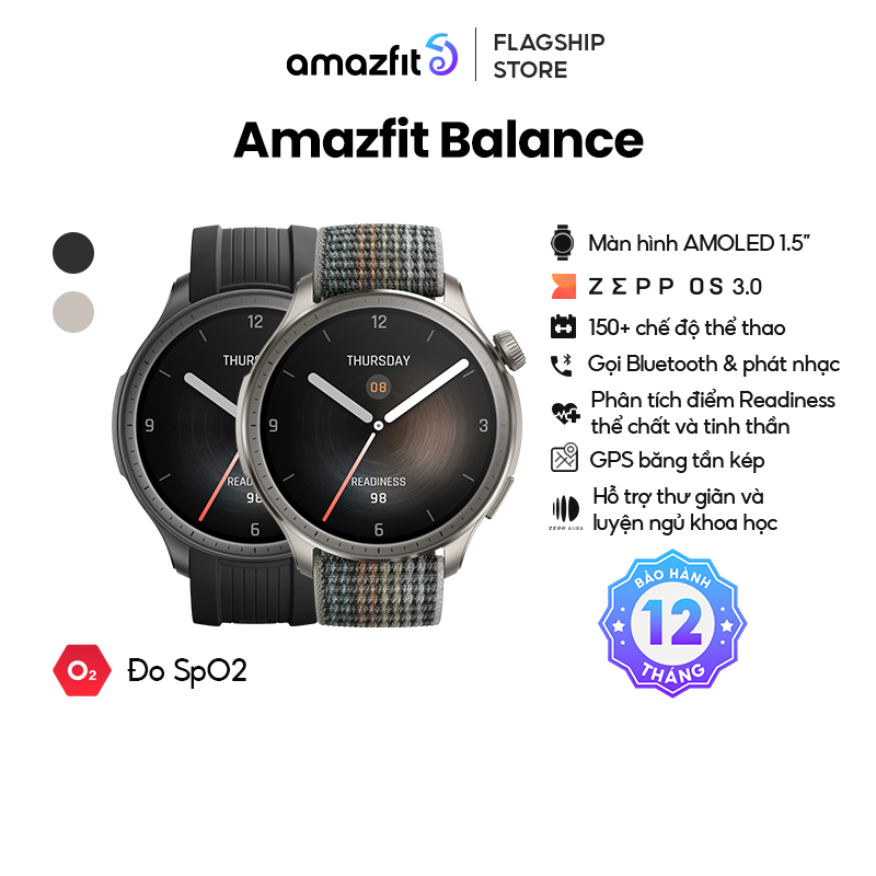 Đồng hồ thông minh Amazfit Balance - AMOLED 1.5”- Zepp 3.0 - Nghe gọi trực tiếp - Hàng Chính Hãng - BH 12 tháng