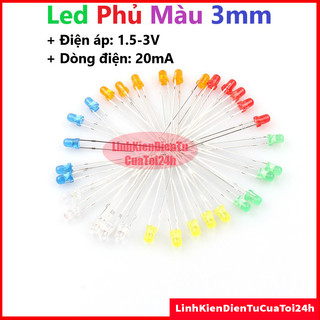 Gói 10 con - led phủ màu phi 3, led phủ màu 3mm, led 3mm - màu đỏ, xanh lá, vàng