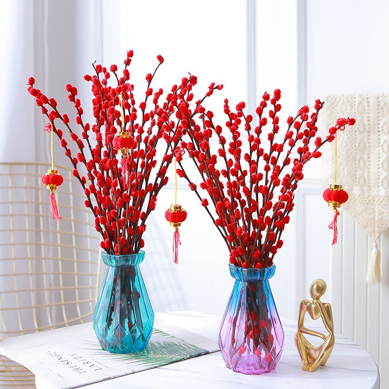 Set 10 Nhánh Nụ Tầm Xuân Trưng Tết Tài Lộc May Mắn Trang Trí Xuân