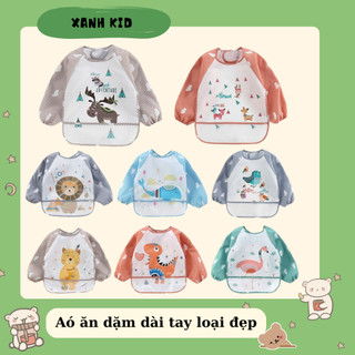 Áo yếm ăn dặm dài tay có máng hứng cho bé tập ăn dặm Áo yếm ăn dặm BLW cao cấp sieuthimevabekids