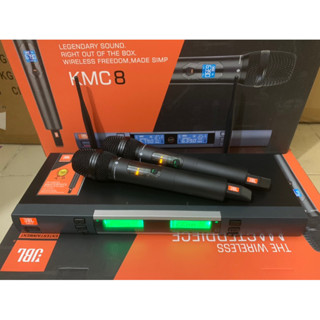 Micro không dây KMC8 tay mic bằng kim loại dùng cho loa kéo và âm ly gia đình, âm thanh hay tặng kèm chống lăn loại đẹp