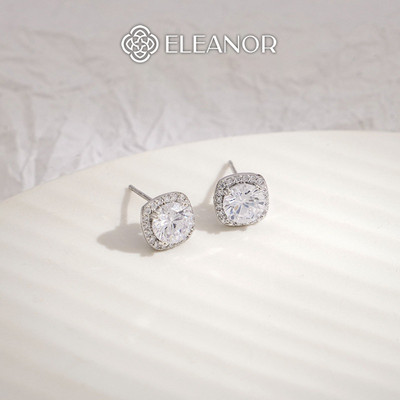 Bông tai nữ chuôi bạc 925 Eleanor Accessories hình học đính đá phụ kiện trang sức khuyên tai 3938