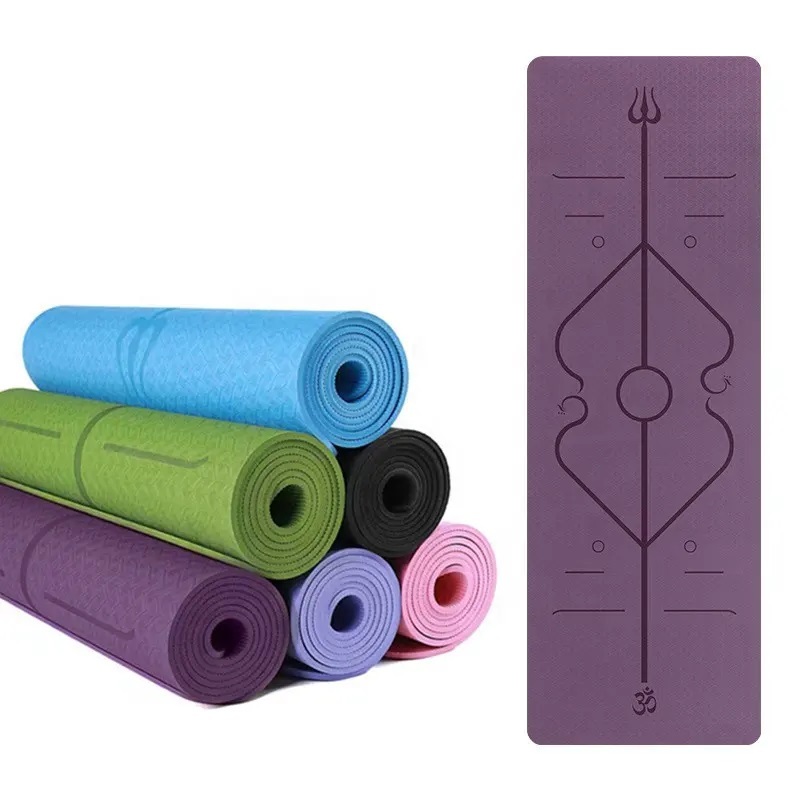 Thảm Tập Yoga Định Tuyến TPE GLC Sport 8mm Chống Trượt Tặng Kèm Túi Đựng Thảm