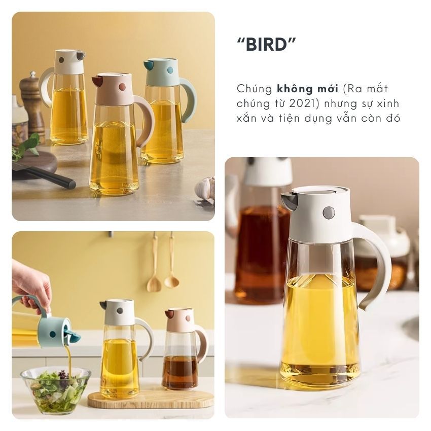 Chai đựng dầu ăn thủy tinh thông minh FEEKA cao cấp nắp tự đóng mở, bình đựng dầu ăn thủy tinh có đế silicon chống trượt