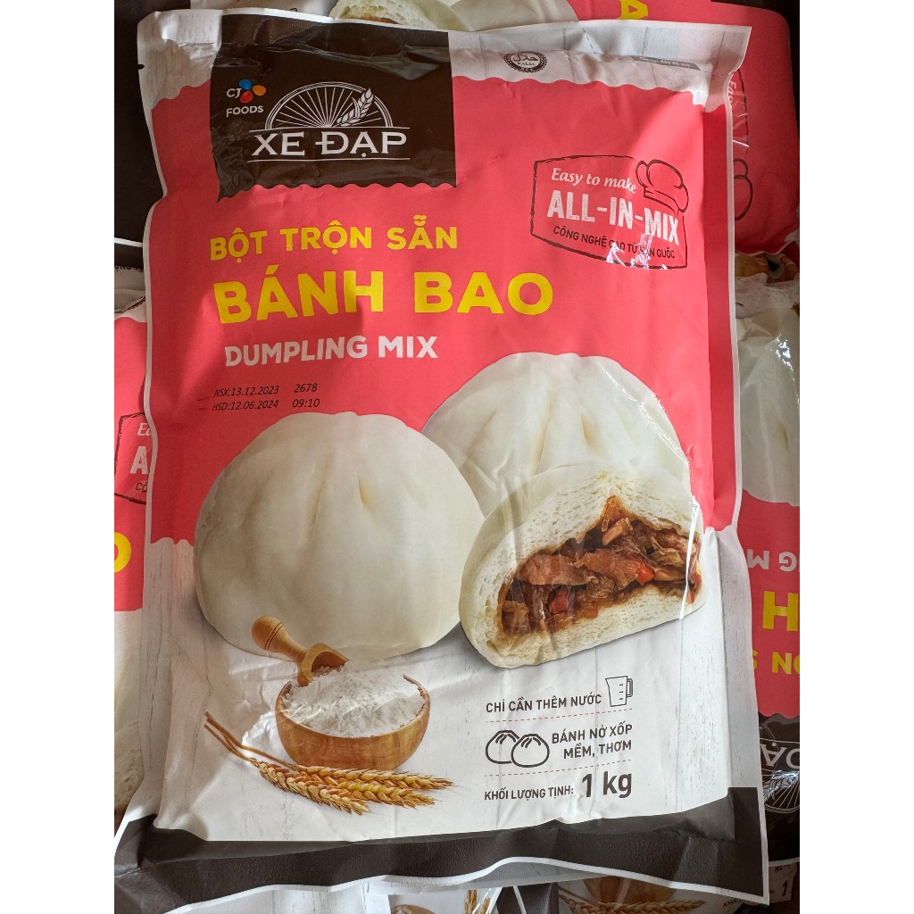 Bột trộn sẵn bánh bao Xe Đạp loại 1 kg, bột bánh bao thơm ngon, phồng xốp, không chất bảo quản