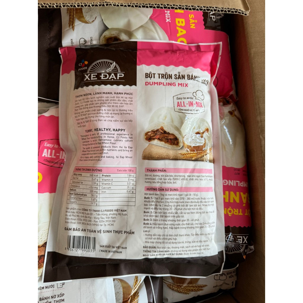 Bột trộn sẵn bánh bao Xe Đạp loại 1 kg, bột bánh bao thơm ngon, phồng xốp, không chất bảo quản