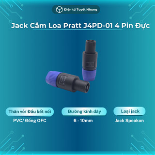 Giắc cắm loa pratt j4pd-01 4 pin đực, chân đồng ofc - jack speakon, jack loa lỗi 1-1 7 ngày