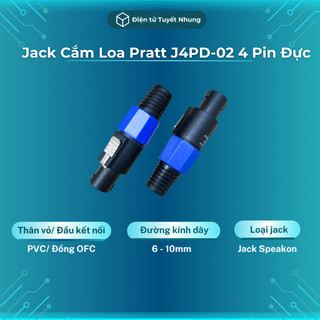 Giắc cắm loa pratt j4pd-02 4 pin đực, chân đồng ofc - jack speakon, jack loa lỗi 1-1 7 ngày