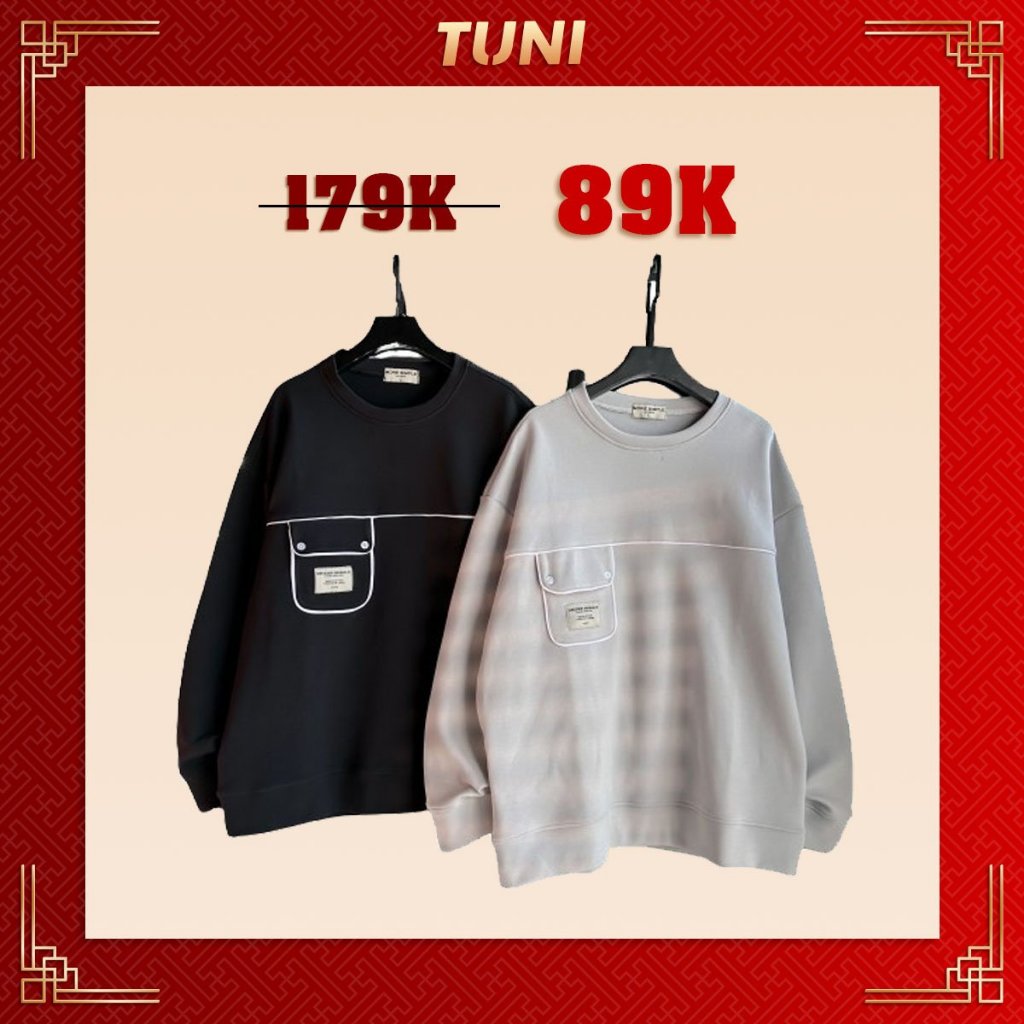 Áo sweater nam nữ form rộng DENI vải nỉ chân cua dày dặn phong cách ulzzang – Tuni Store