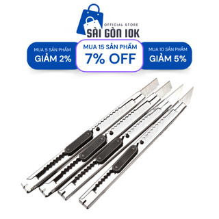 Dao rọc giấy mini vỏ thép nhỏ gọn lưỡi vát, dao rọc giấy văn phòng loại tốt