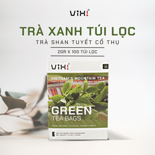 Trà xanh túi lọc ViXi từ trà Shan Tuyết cổ thụ hộp 200gr 100 túi lọc