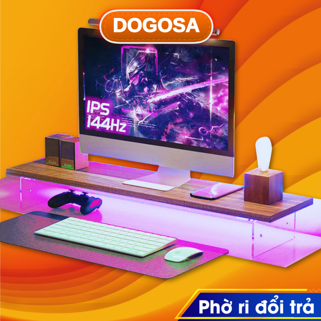 Kệ Máy Tính Có Đèn Để Bàn Bằng Gỗ Chống Gù Lưng Cận Thị Cho Học Sinh Sinh Viên