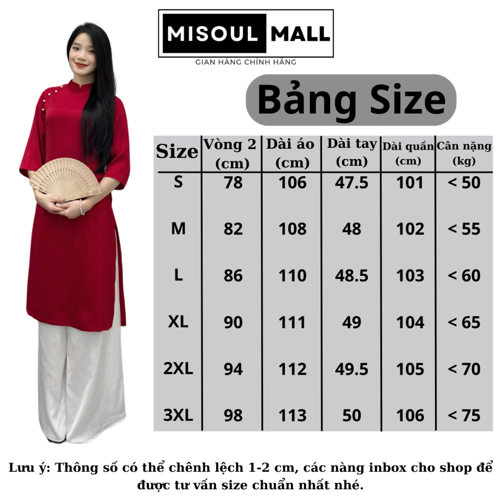 Áo Dài Cách Tân BigSize Lụa Trơn Đính Ngọc Cùng Quần Phối Phong Cách Hiện Đại MiSoul Mall  240