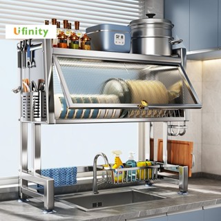 Lifinity INOX Kệ Nhà Bếp Đa Năng 65/75/85/95/105cm, Kệ Tủ Bồn Rửa Có Nắp, Kệ Chén Bát Đĩa Chống Bụi