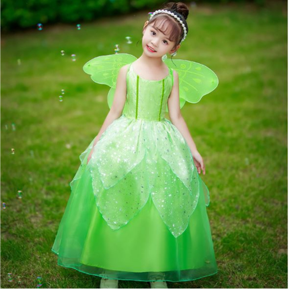 🍄2023 - Váy Đầm Công Chúa + Cánh Thiên Thần Canh Tiên, Cánh Bướm Cho Bé Gái Màu Xanh Lá
