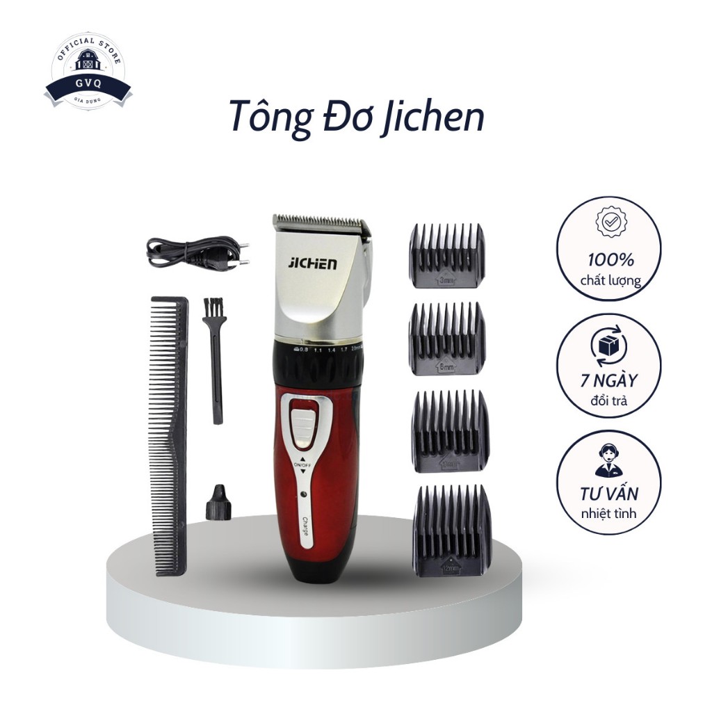 Tông Đơ JICHEN 0817 Không Dây Cắt Tóc Chuyên Nghiệp Chuẩn Salon Kèm Phụ Kiện An Toàn Sử Dụng Tại Nhà GVQ Store