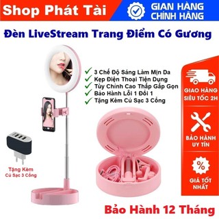 Gương Để Bàn Trang Điểm Có Đèn Led Trợ Sáng Cực Đẹp - Gương Soi Đèn Led Cao Cấp - Tăng Giảm Chiều Cao - Tặng Củ Sạc 3usb