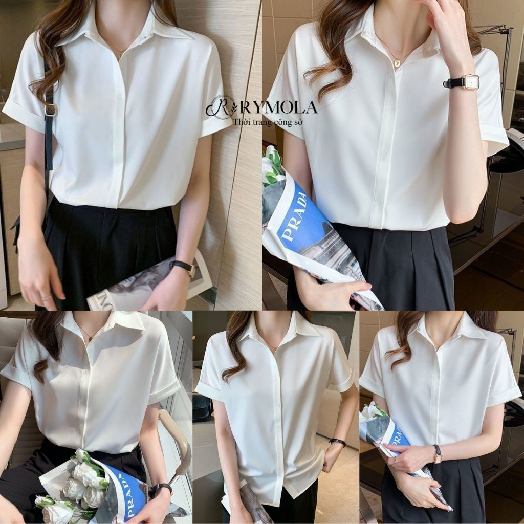 Áo Sơ Mi Trắng Tay Ngắn Nữ Rymola, SơMi Ngắn Tay,Thời trang Công Sở, Somi Trắng Bigsize, Chất Vải Cotton Không Nhăn | BigBuy360 - bigbuy360.vn