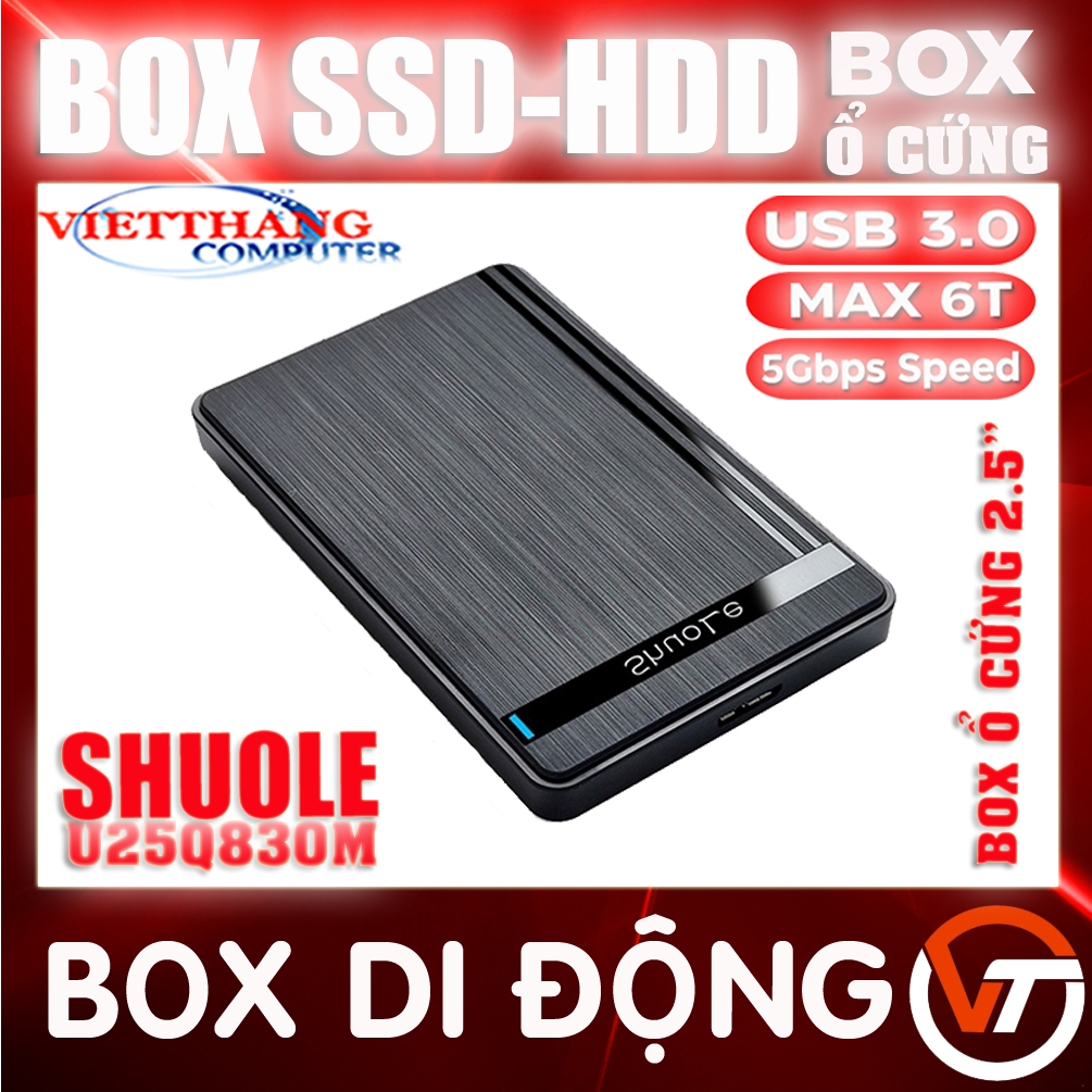 Box ổ cứng - Hộp đựng ổ cứng SSD HDD SATA3 2.5 inch USB 3.0 Shuole U25Q830M Lắp đóng New 100%