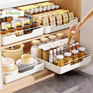 Lifinity Kệ Để Đồ Tủ Bếp Đa Năng INOX, Kệ Bát Đĩa,  Kệ đựng Gia vị, Sơn Tĩnh Điện Trắng, Có Ray Trượt