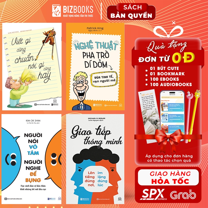 Combo Sách 4 Cuốn Nghệ Thuật Pha Trò Dí Dỏm, Viết Gì Cũng Chuẩn Nói Gì Cũng Hay, Người Nói Vô Tâm, Giao Tiếp Thông Minh