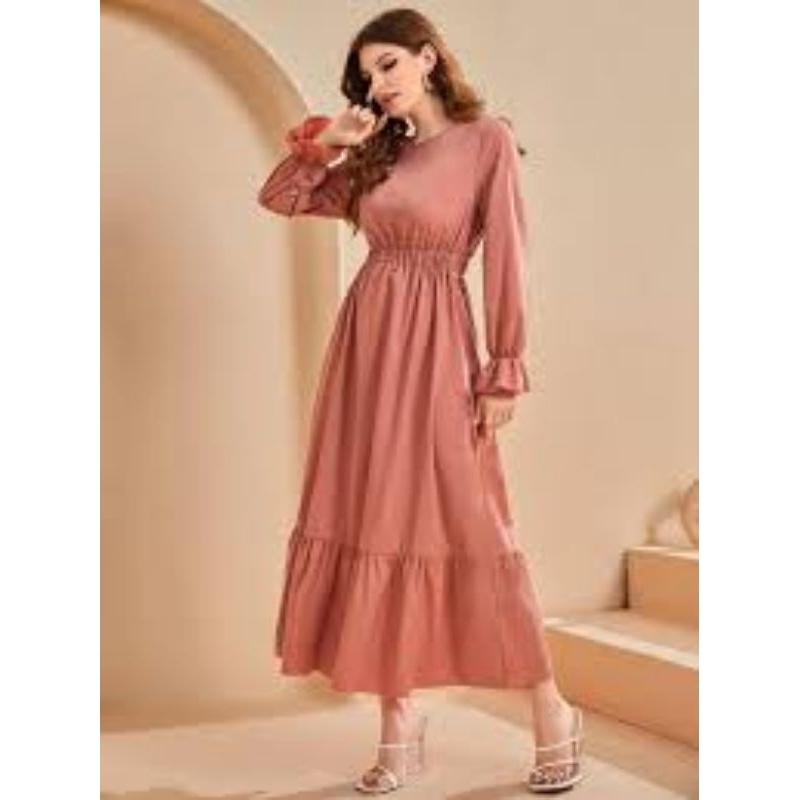 Đầm maxi voan xếp li