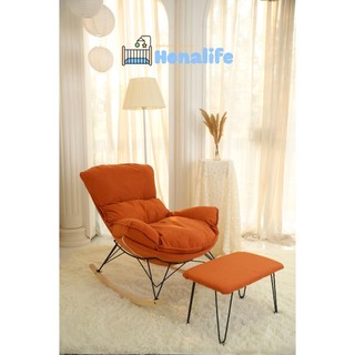 Ghế sofa lười thư giãn, ghế bập bênh, kèm đôn để chân, ghế sofa ban công, ghế cho bà bầu
