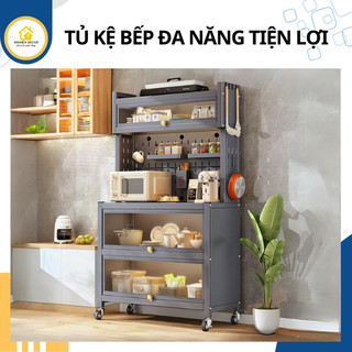 Kệ Tủ Bếp Đa Năng, Tủ Nhà Bếp Làm Bằng Kim Loại Chống Gỉ Tĩnh Điện Cao Cấp, Kệ Nhà Bếp Có Bánh Xe M155