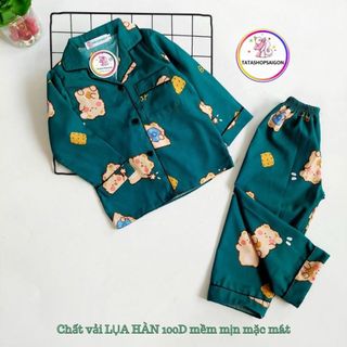 [12 40KG] Bộ pijama tay dài cho bé trai bé gái chất lụa cao cấp size đại - bộ quần áo thu đông cho bé 089