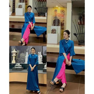 Áo dài cách tân gấm hoa cổ 2cm dáng xuông tay lỡ - 247store - aodai2113_p7k1