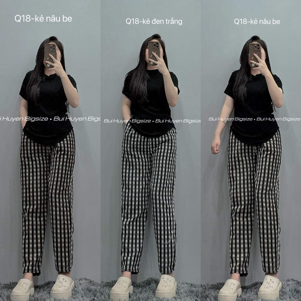 Q18-Quần baggy chất dạ kẻ BIGSIZE