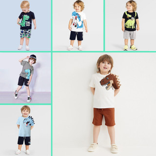 BST Bộ thun hè cotton Little Bitty nhiều mẫu hoạ tiết khủng long cho bé trai - TOPZKIDS