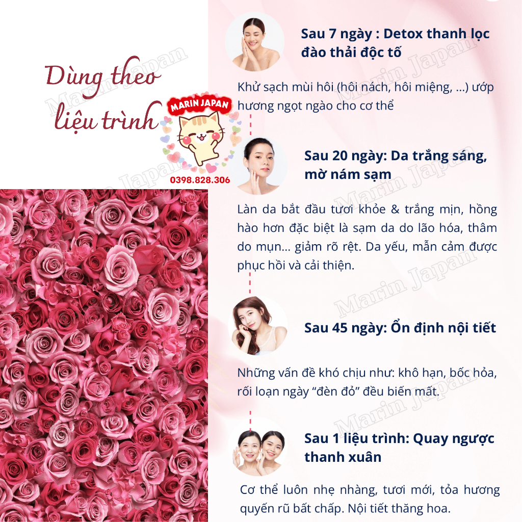 Viên tinh chất hàm hương thơm cơ thể  Hương hoa hồng, vani,đào tiên, sakura Nhật Bản hebora...
