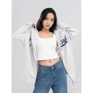 Áo hoodie áo hoodie nữ áo khoác hoodie zip in NY from rộng xám tiêu