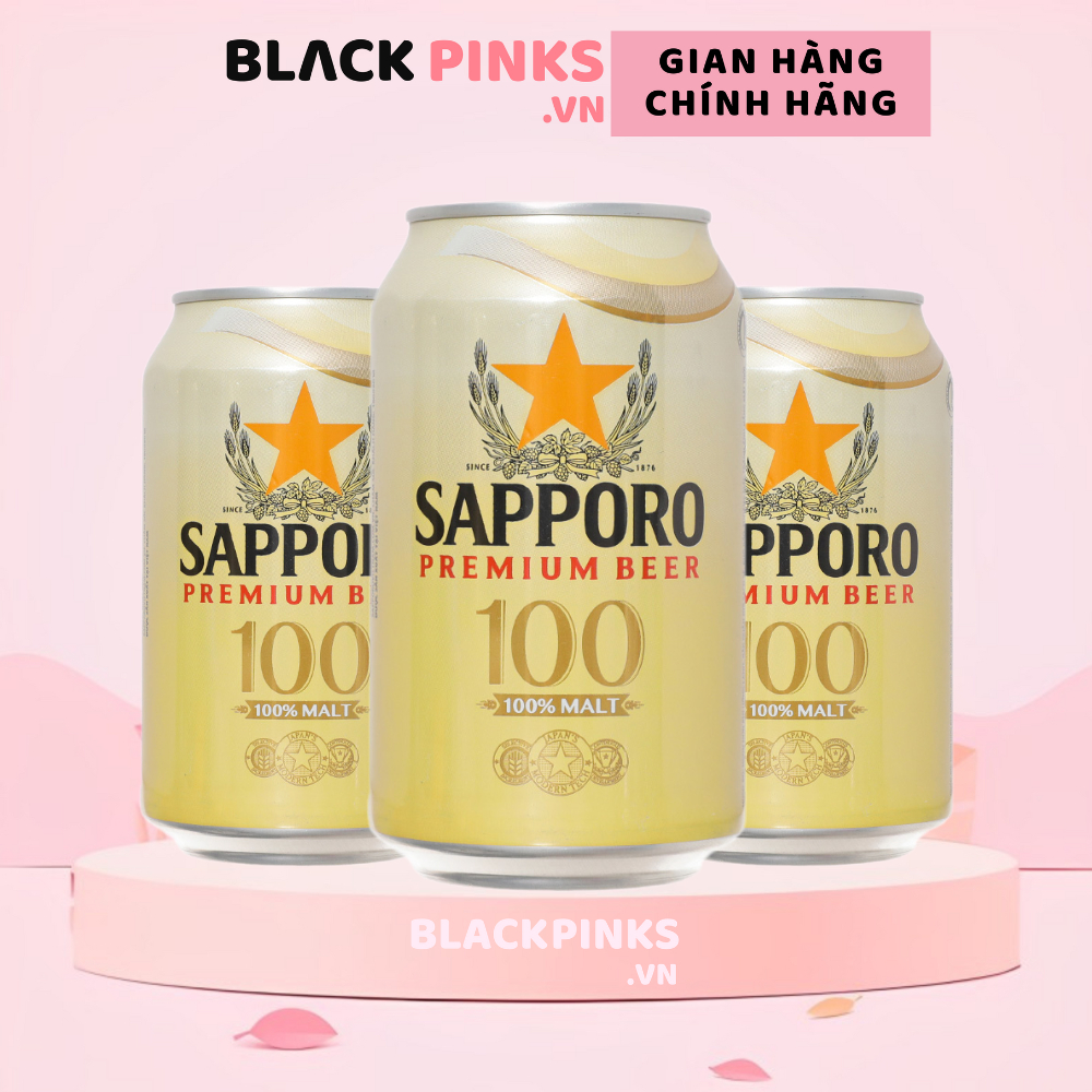Thùng 24 lon bia Sapporo Premium Beer 100% Malt 330ml