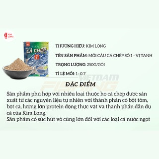 ( Combo 2 gói ) Mồi Câu Cá Chép Kim Long :số 1- 2- 3 (vị Tanh, vị Thơm Tanh, vị Thơm)