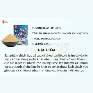 ( Combo 2 gói ) Mồi Câu Cá Chép Kim Long :số 1- 2- 3 (vị Tanh, vị Thơm Tanh, vị Thơm)