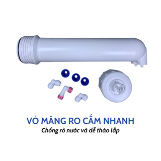 Vỏ màng ro - cốc lọc màng ro cắm nhanh số 4 kèm cút và van dành cho máy lọc dùng màng ro rời