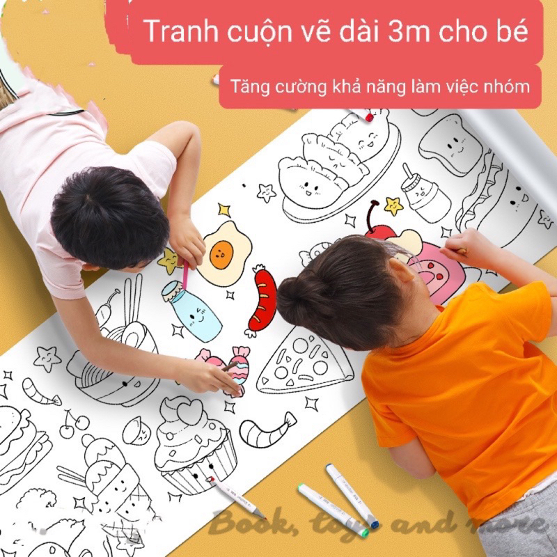 Cuộn tranh tô màu dài 3m ( kích thích khả năng tư duy sáng tạo cho bé)