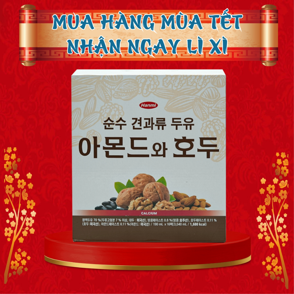 Sữa hạt óc chó hạnh nhân Hàn Quốc thùng 16 hộp thương hiệu Hanmi, sữa hạt Hanmi dành cho bà bầu