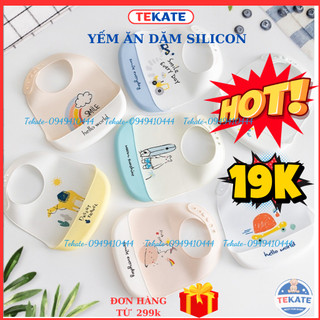 Yếm Ăn Dặm Silicone Có Máng Yếm silicon ăn dặm cho bé