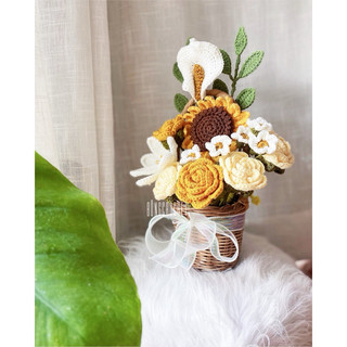 Chậu hoa hồng len mix 🌼🌻🧶 crochet/handmade xinh