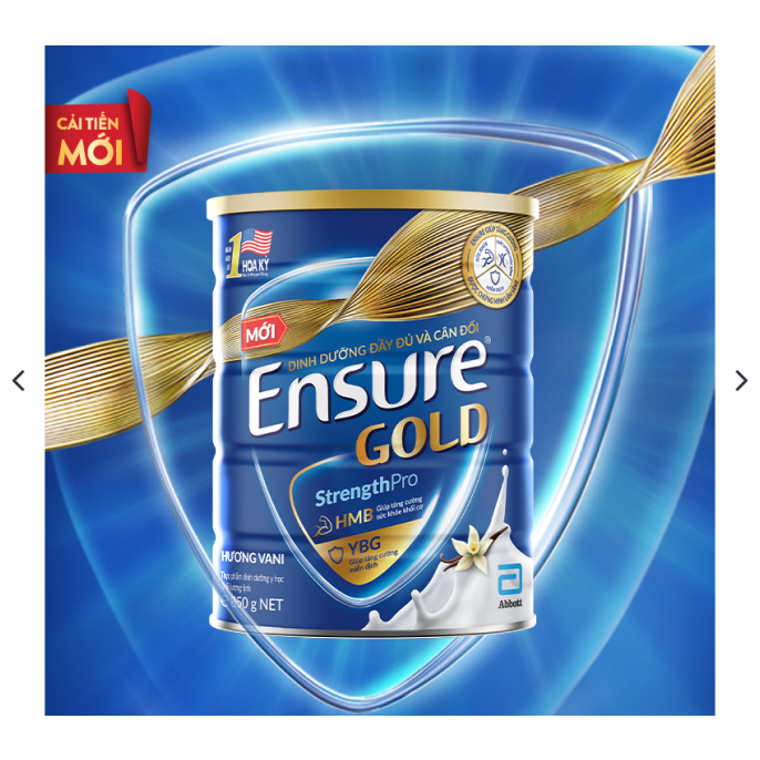 Combo 4lon Sữa bột Ensure Gold Abbott hương vani (HMB) 850g/ 800g