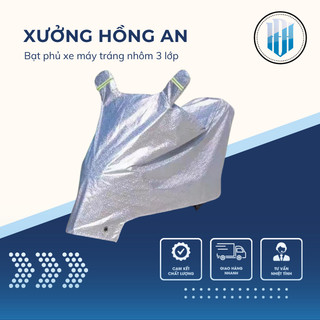 Bạt phủ xe máy chống nắng mưa loại dày dặn, Bạt trùm xe máy vải dù tráng nhôm chống thấm cao cấp