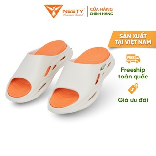 Dép Quai Ngang NESTY Đế Dép Đúc Nguyên Khối Thời Thượng Êm Chân Phối Màu Trắng Cam NE06