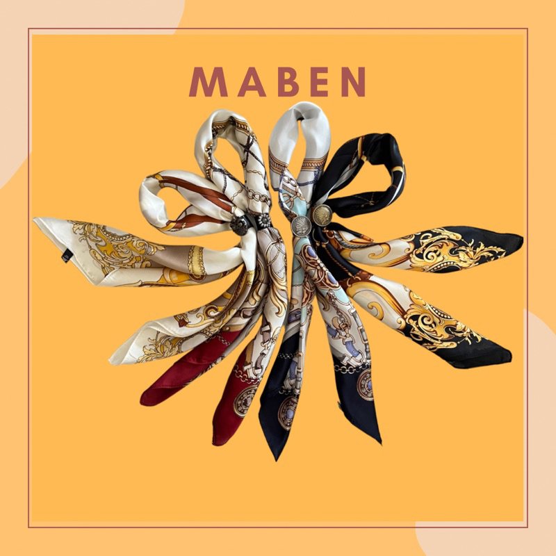 Khăn bandana lụa vuông hoạ tiết đối xứng size 70x70cm - Maben