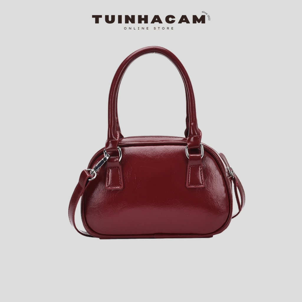 Túi xách nữ mini cầm tay Tuinhacam túi bowling đeo chéo nữ đựng vừa điện thoại dáng vuông thời trang Hàn Quốc - TNC094