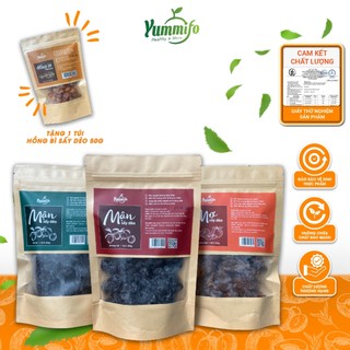 Combo Hoa Quả 4 túi kraft Mận sấy dẻo - Mơ sấy dẻo - Hồng bì sấy dẻo làm quà tặng sức khỏe sang trọng ít đường ít calo