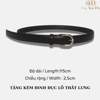 Thắt Lưng da bò nhập khẩu hợp kim cao cấp, mặt da đen, tặng kèm đinh đục lỗ - SYD TL23
