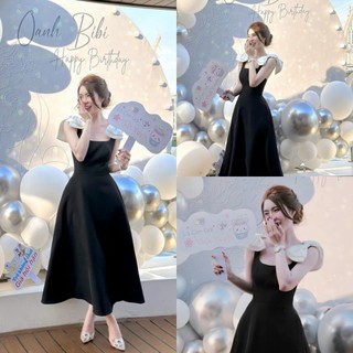 [S113] Đầm váy nữ dáng xòe dự tiệc phối nơ vai sang chảnh tôn dáng quý phái ( có mút ngực )  trẻ trung dự tiệc đi chơi